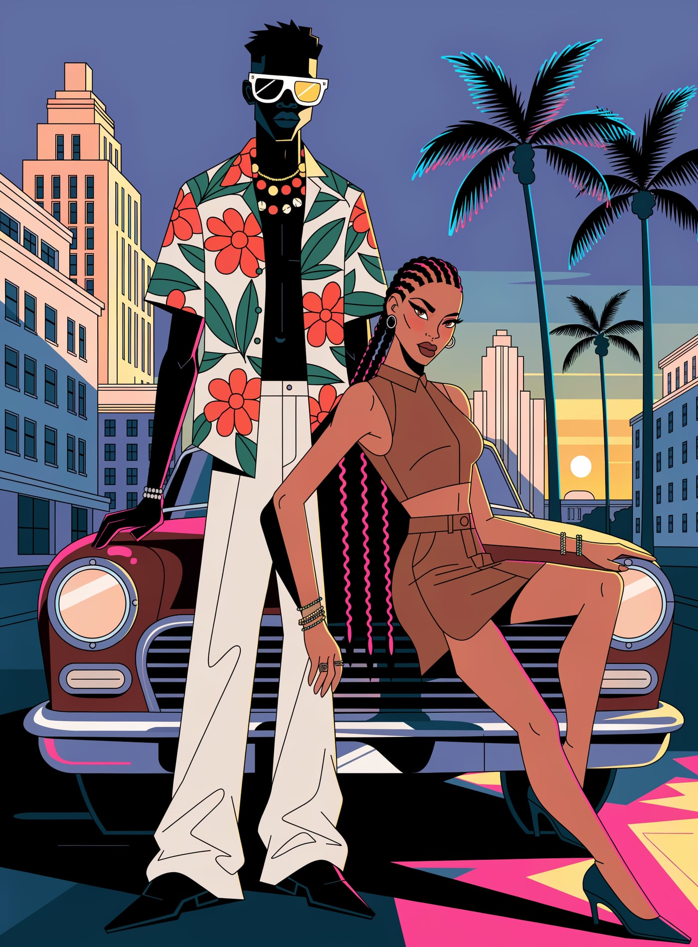 Ilustração artística da dupla protagonista de GTA 6